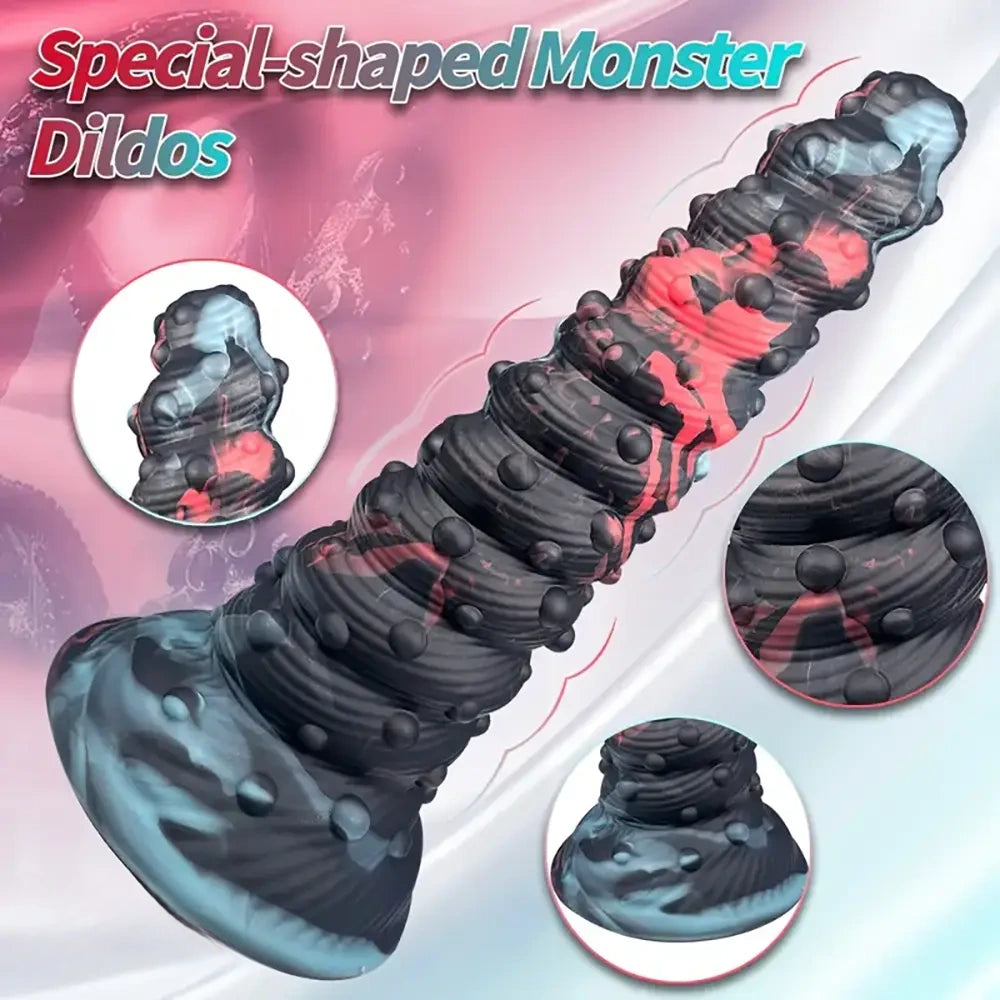 8.07in Spiked Big Monster Spiral Silicone Soft Dildo For Couples