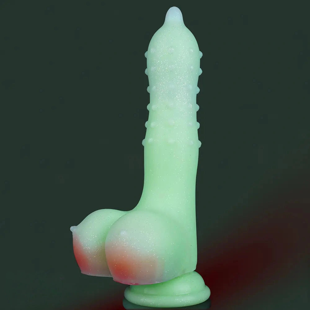 8.07in Spiked Liquid Silicone Soft Monster Dildo Penis Simulator Toy