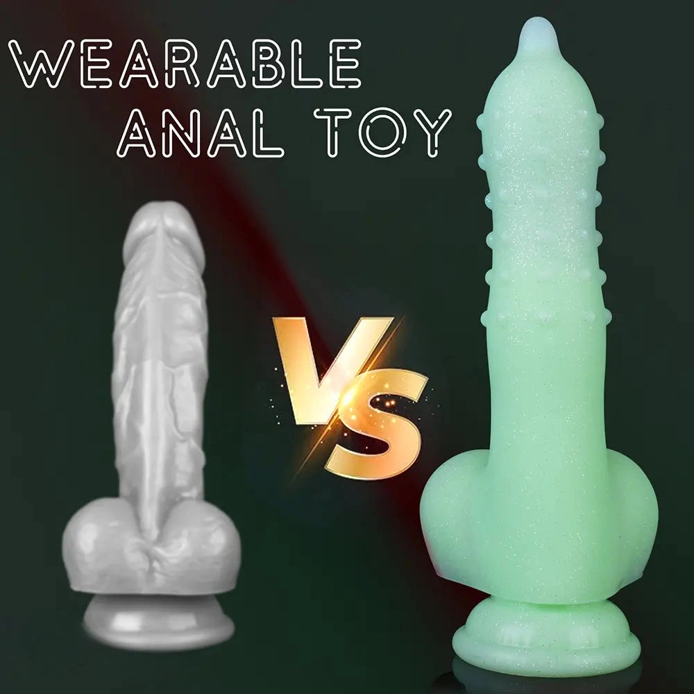 8.07in Spiked Liquid Silicone Soft Monster Dildo Penis Simulator Toy