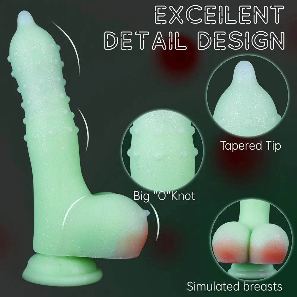 8.07in Spiked Liquid Silicone Soft Monster Dildo Penis Simulator Toy