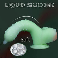 8.07in Spiked Liquid Silicone Soft Monster Dildo Penis Simulator Toy