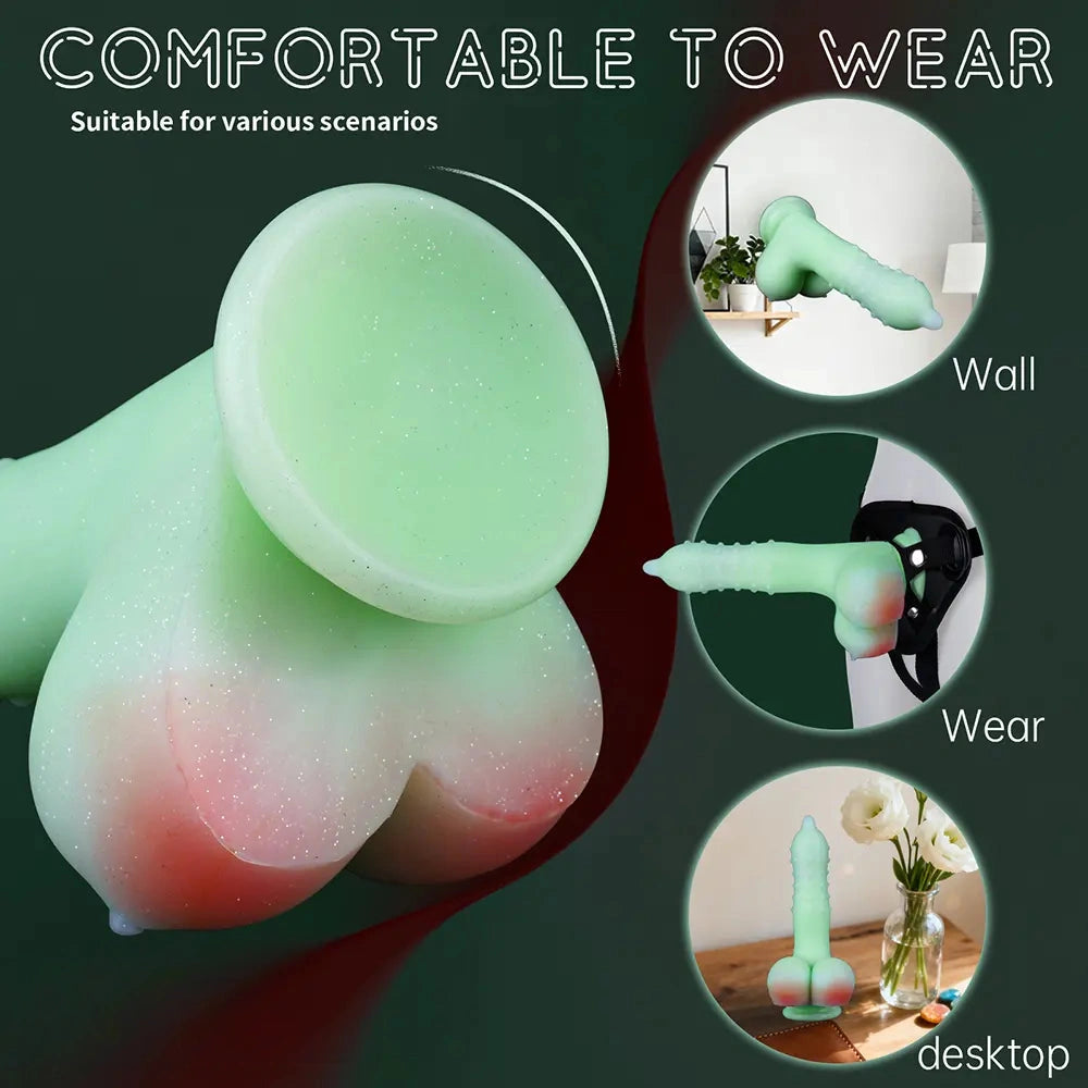 8.07in Spiked Liquid Silicone Soft Monster Dildo Penis Simulator Toy