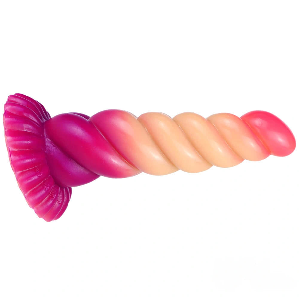 8.07in Spiral Women Using Ombre Dildo For Adult Masturbation