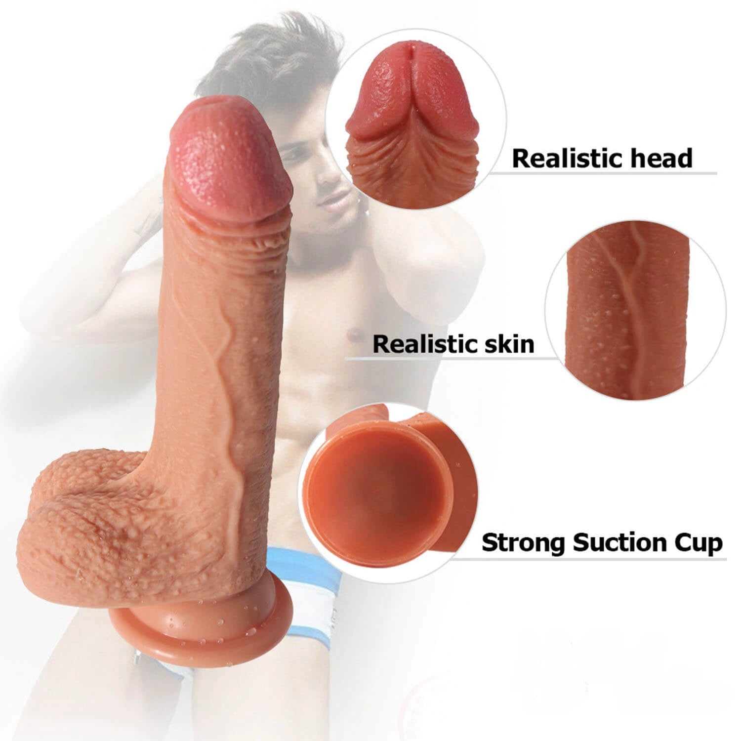 8.07in Top Quality Silicone Dildo Adult Toy For Anus Vagina Masturbation