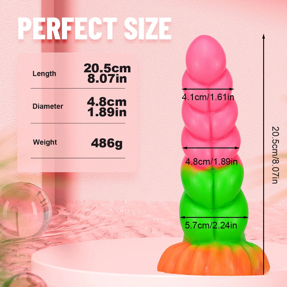 8.07in Twist Rope Design Fantasy Dildo Flexible Lifelike Sex Toy