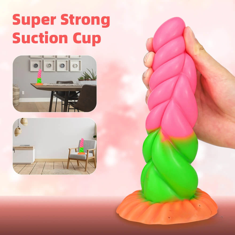8.07in Twist Rope Design Fantasy Dildo Flexible Lifelike Sex Toy