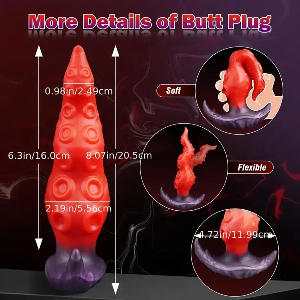 8.07in Wearable Fantasy Tentacle Anal Plug Silicone Monster Dildo
