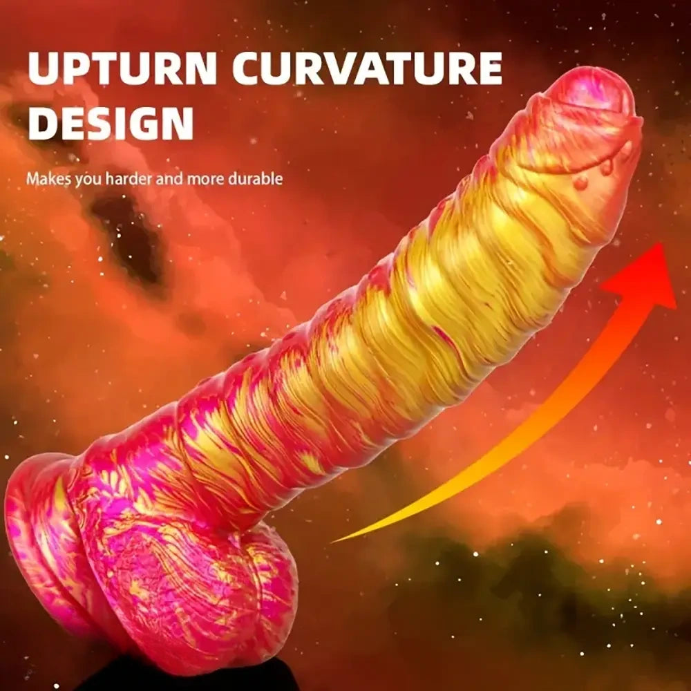 8.11in CATERPILLAR Gilded Mixed Color Creative Silicone Dildo SM Sex Toy