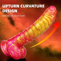 8.11in CATERPILLAR Gilded Mixed Color Creative Silicone Dildo SM Sex Toy