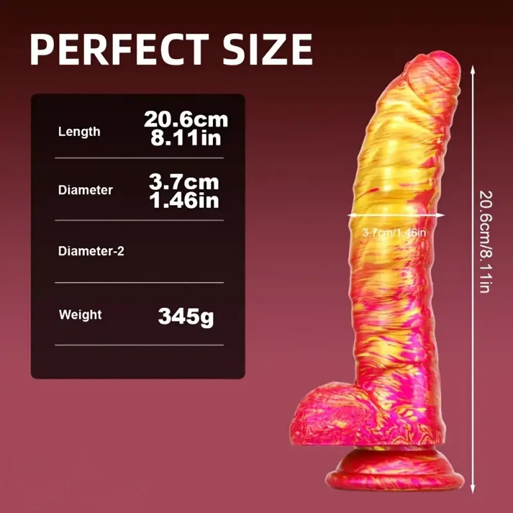 8.11in CATERPILLAR Gilded Mixed Color Creative Silicone Dildo SM Sex Toy