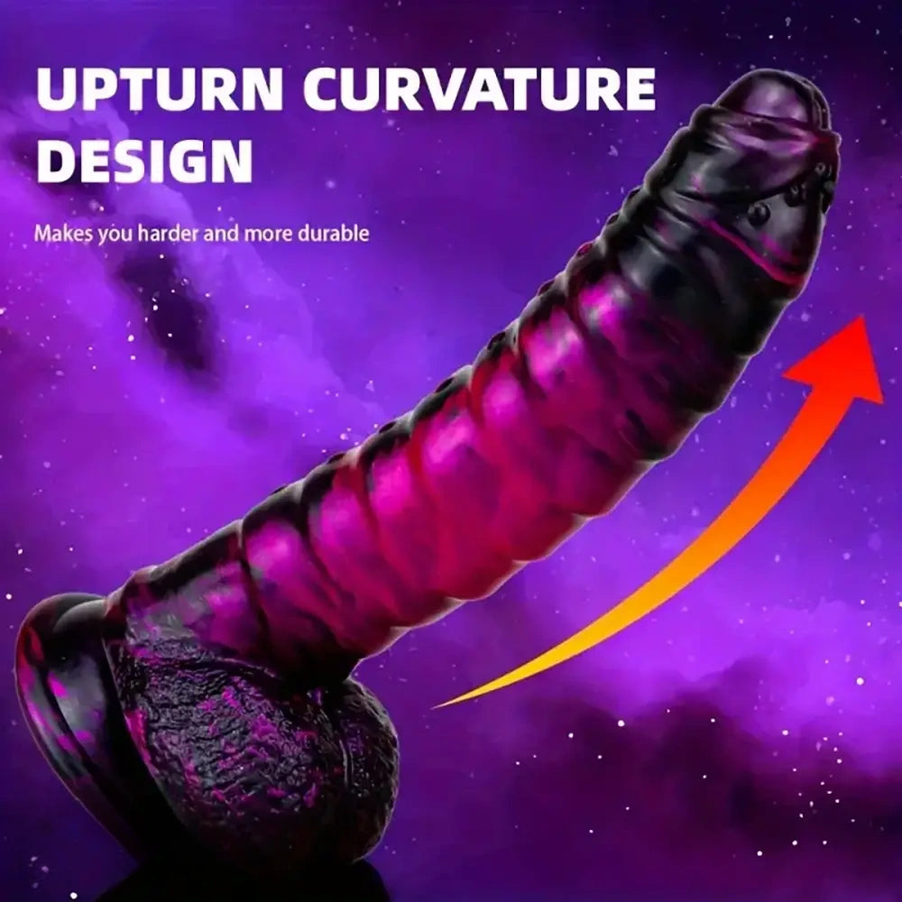 8.11in CATERPILLAR Gilded Mixed Color Creative Silicone Dildo SM Sex Toy