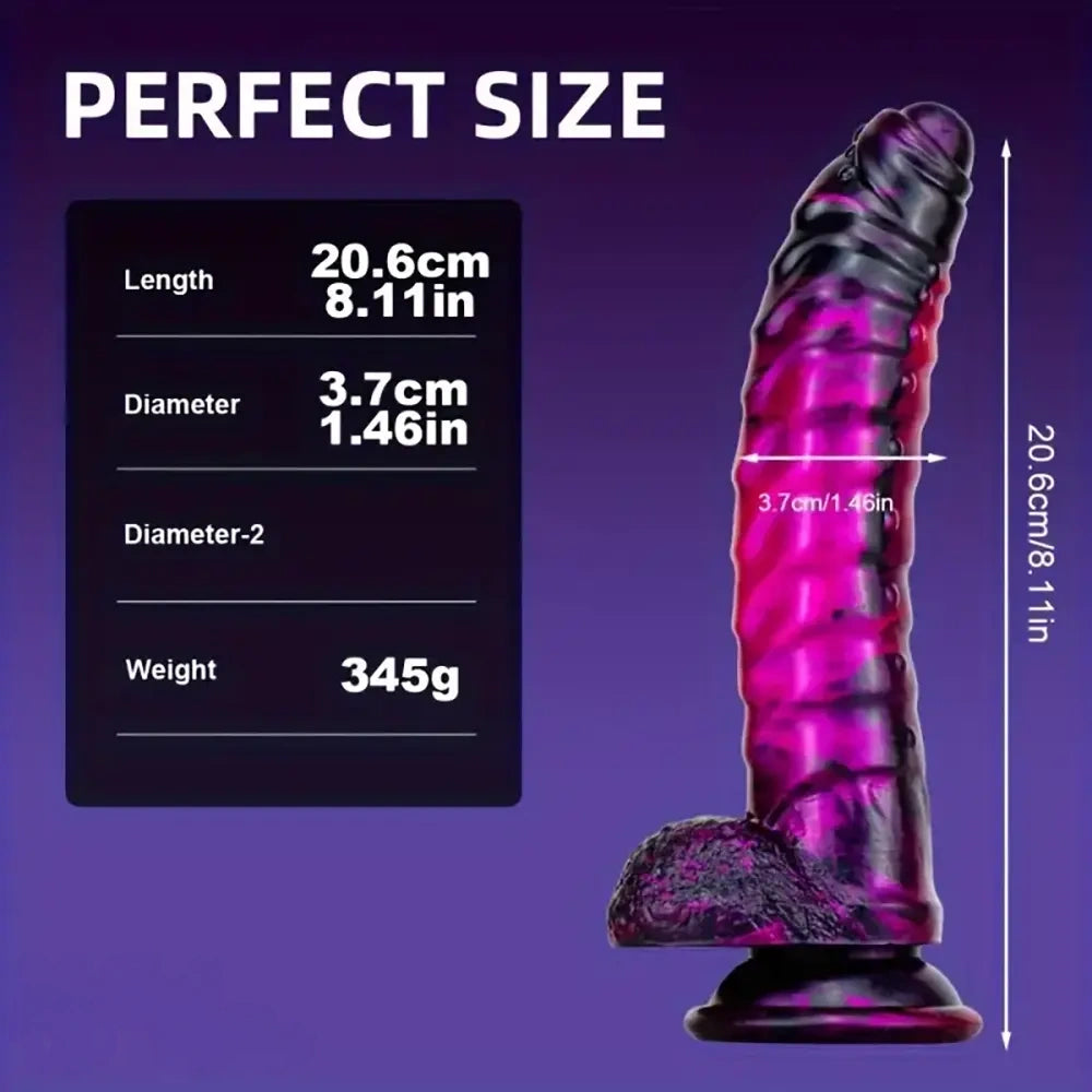 8.11in CATERPILLAR Gilded Mixed Color Creative Silicone Dildo SM Sex Toy