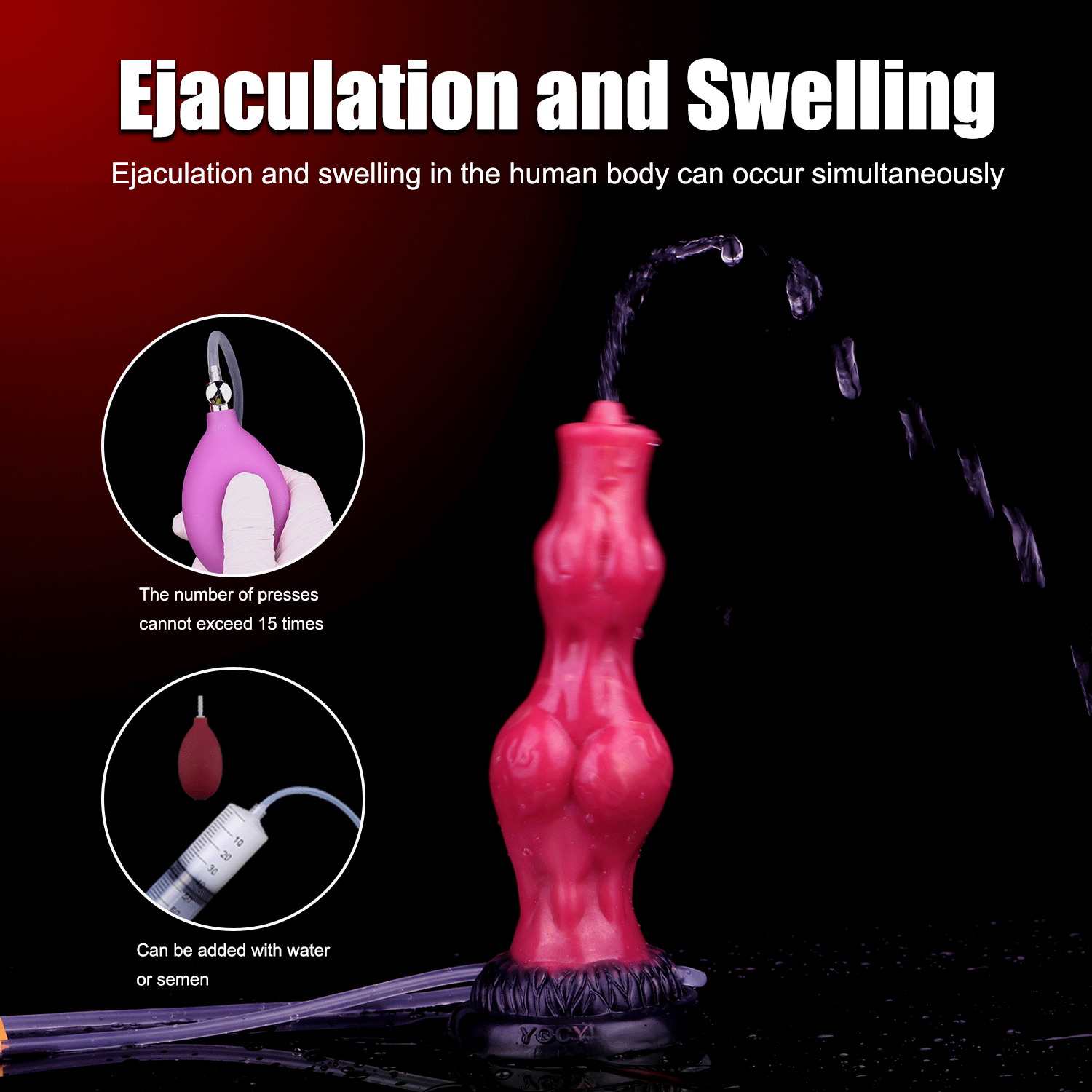8.11in Dog Knot Silicone Soft Big Ejaculating Dildo G-Spot Stimulato Massager