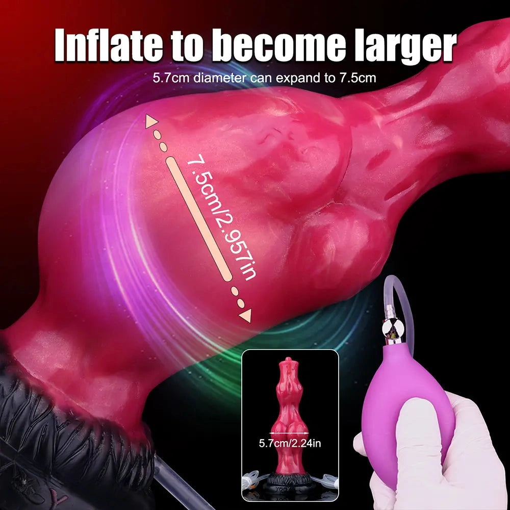 8.11in Dog Knot Silicone Soft Big Ejaculating Dildo G-Spot Stimulato Massager