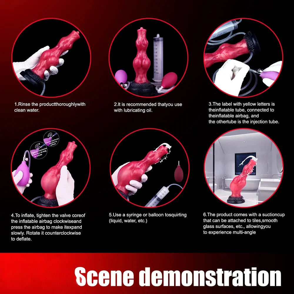 8.11in Dog Knot Silicone Soft Big Ejaculating Dildo G-Spot Stimulato Massager