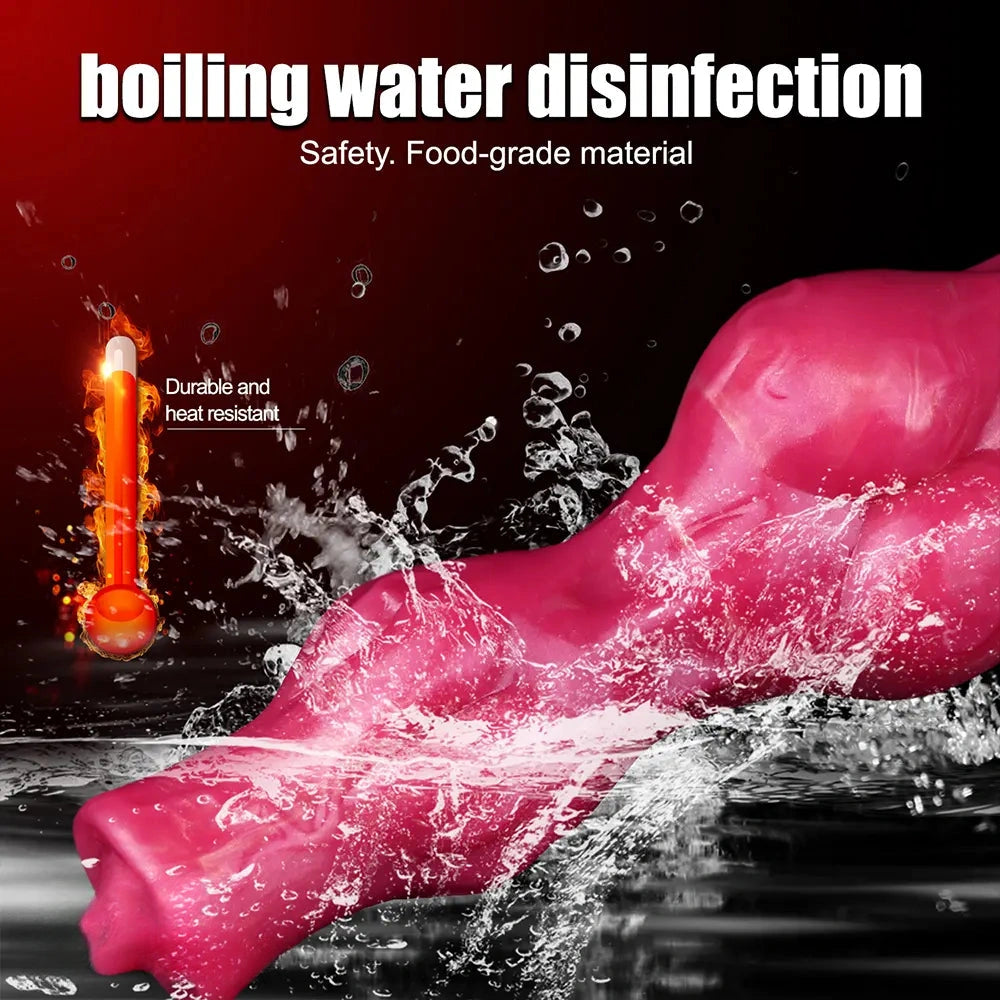 8.11in Dog Knot Silicone Soft Big Ejaculating Dildo G-Spot Stimulato Massager