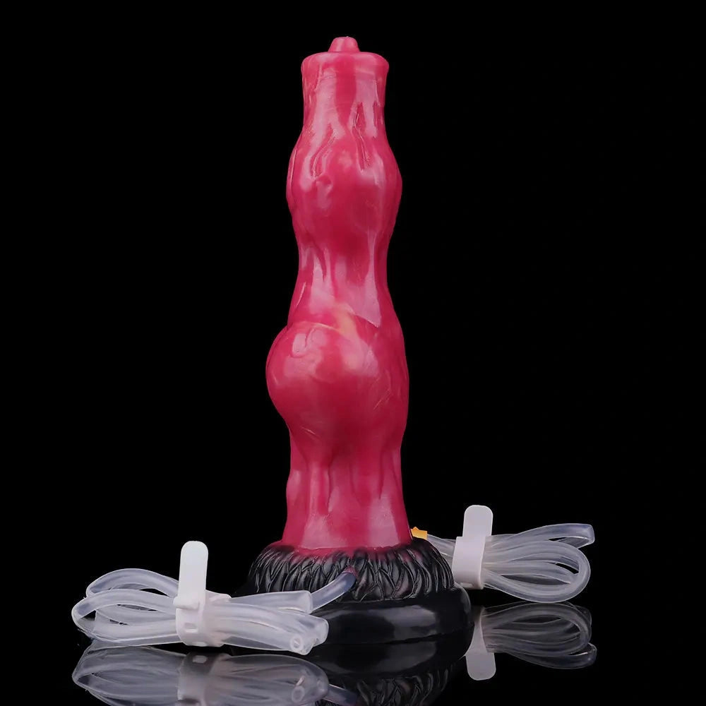 8.11in Dog Knot Silicone Soft Big Ejaculating Dildo G-Spot Stimulato Massager