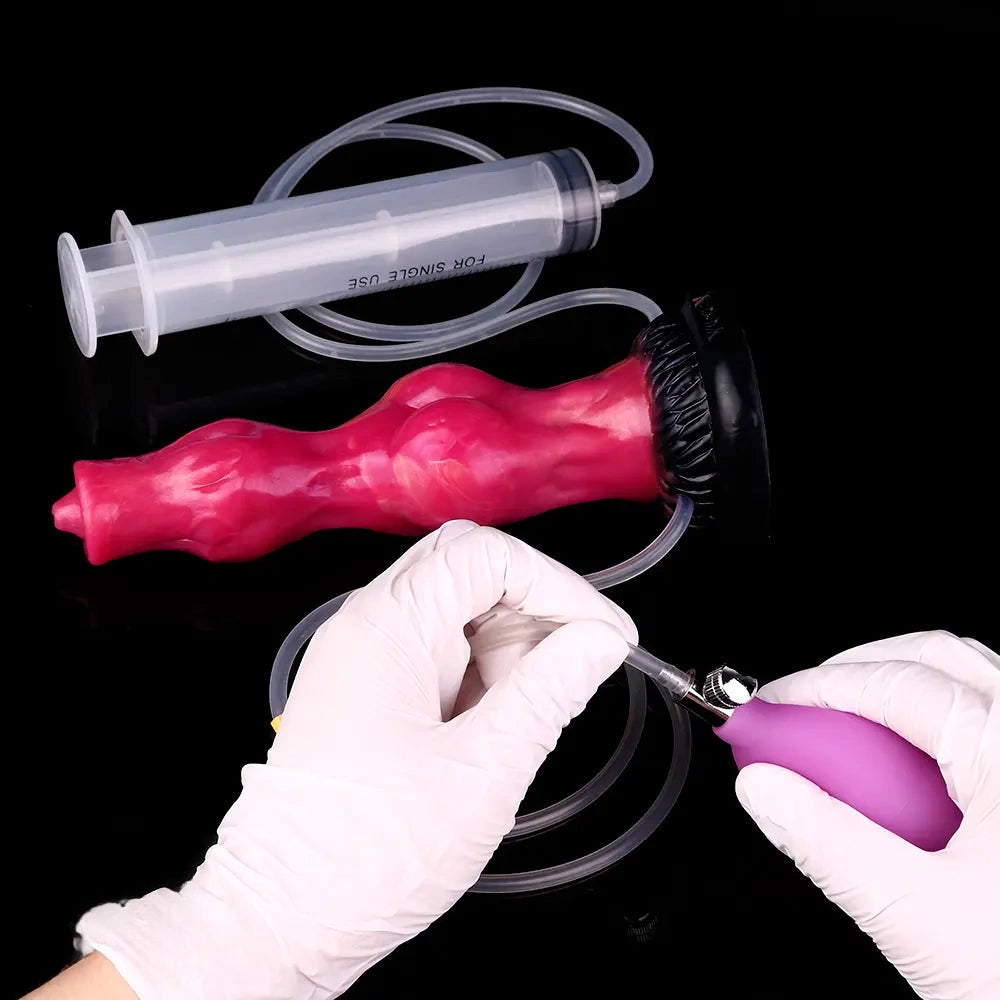 8.11in Dog Knot Silicone Soft Big Ejaculating Dildo G-Spot Stimulato Massager