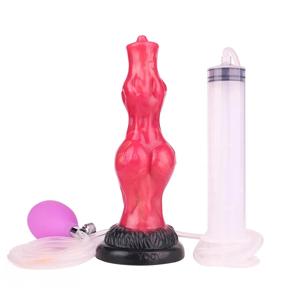 8.11in Dog Knot Silicone Soft Big Ejaculating Dildo G-Spot Stimulato Massager