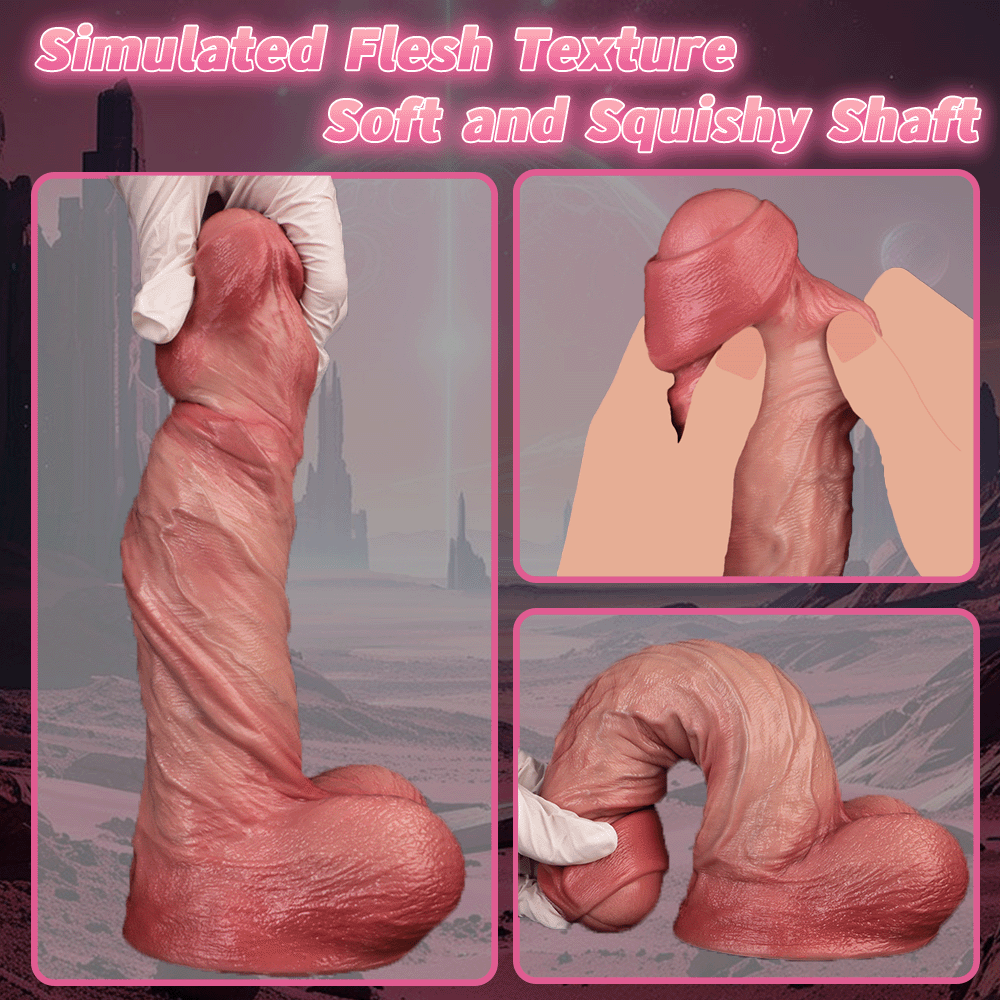 8.11in Double-layer Liquid Silicone Skin-like Soft Uncut Dildo Masturbator