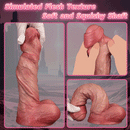8.11in Double-layer Liquid Silicone Skin-like Soft Uncut Dildo Masturbator