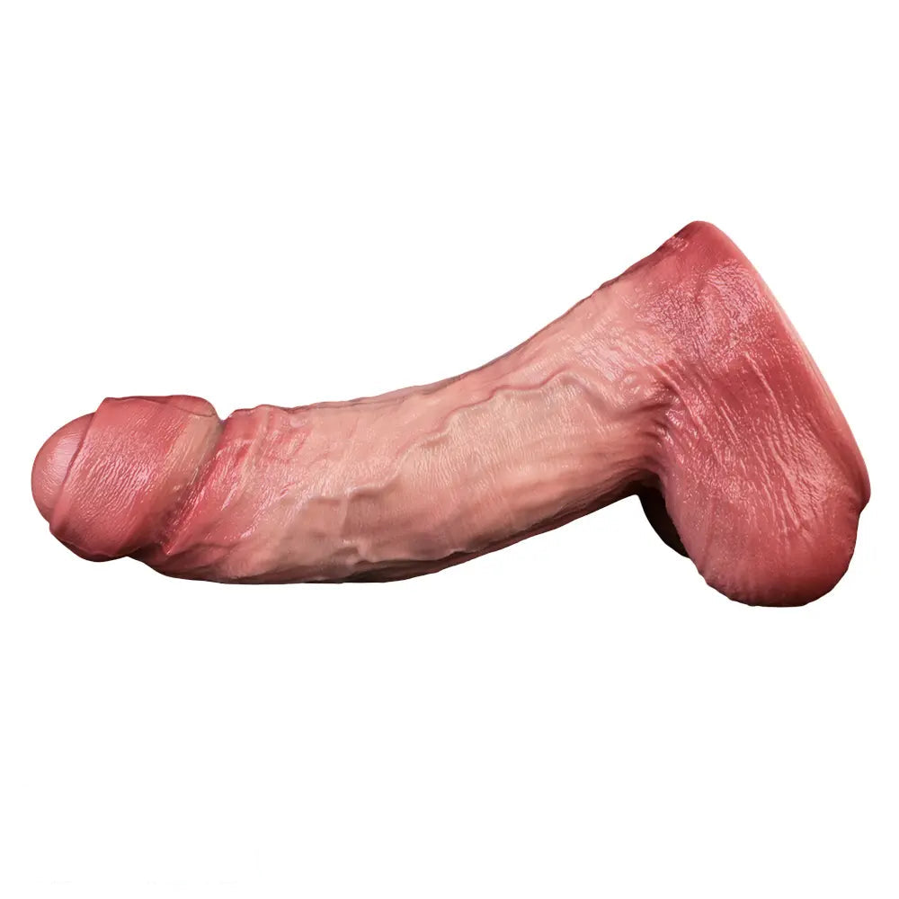8.11in Double-layer Liquid Silicone Skin-like Soft Uncut Dildo Masturbator