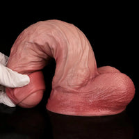 8.11in Double-layer Liquid Silicone Skin-like Soft Uncut Dildo Masturbator