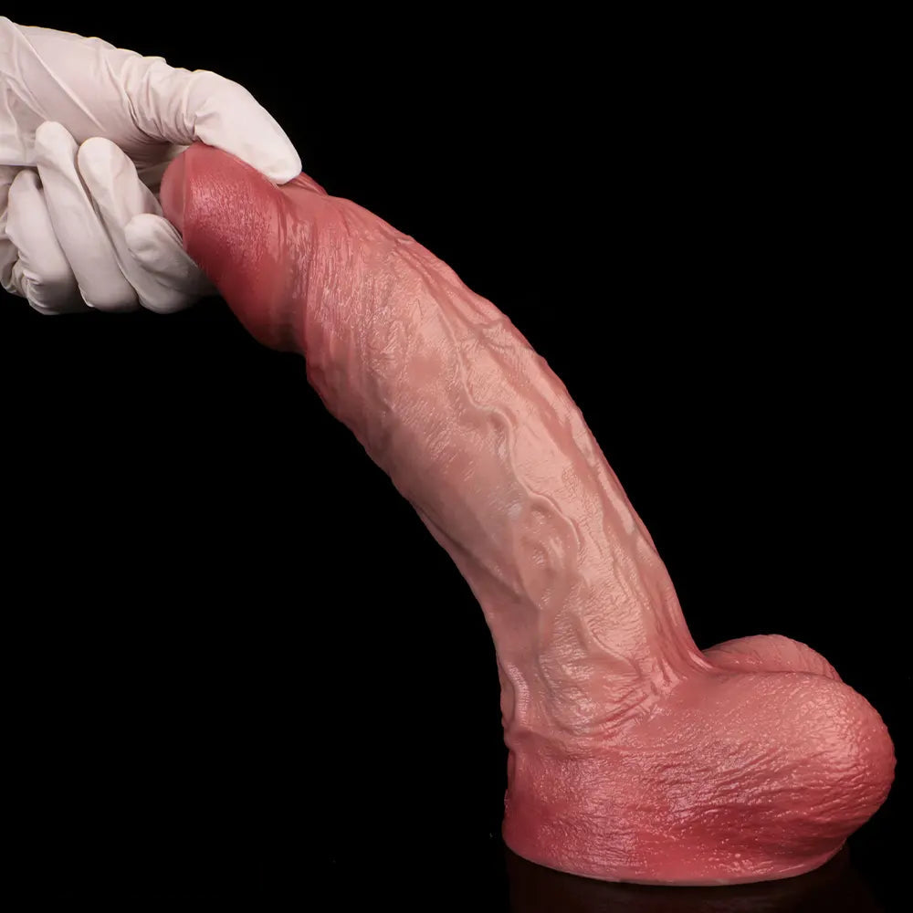 8.11in Double-layer Liquid Silicone Skin-like Soft Uncut Dildo Masturbator
