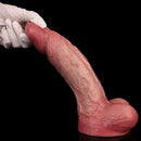 8.11in Double-layer Liquid Silicone Skin-like Soft Uncut Dildo Masturbator