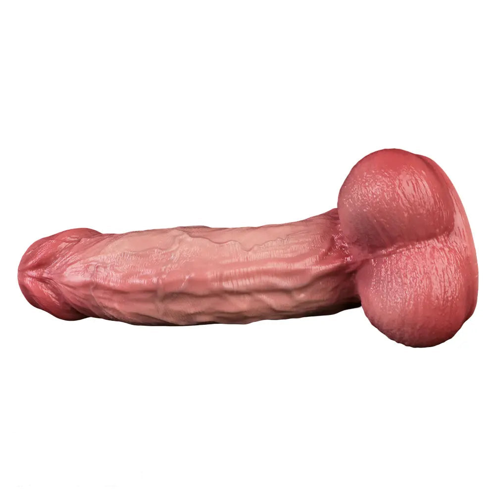 8.11in Double-layer Liquid Silicone Skin-like Soft Uncut Dildo Masturbator