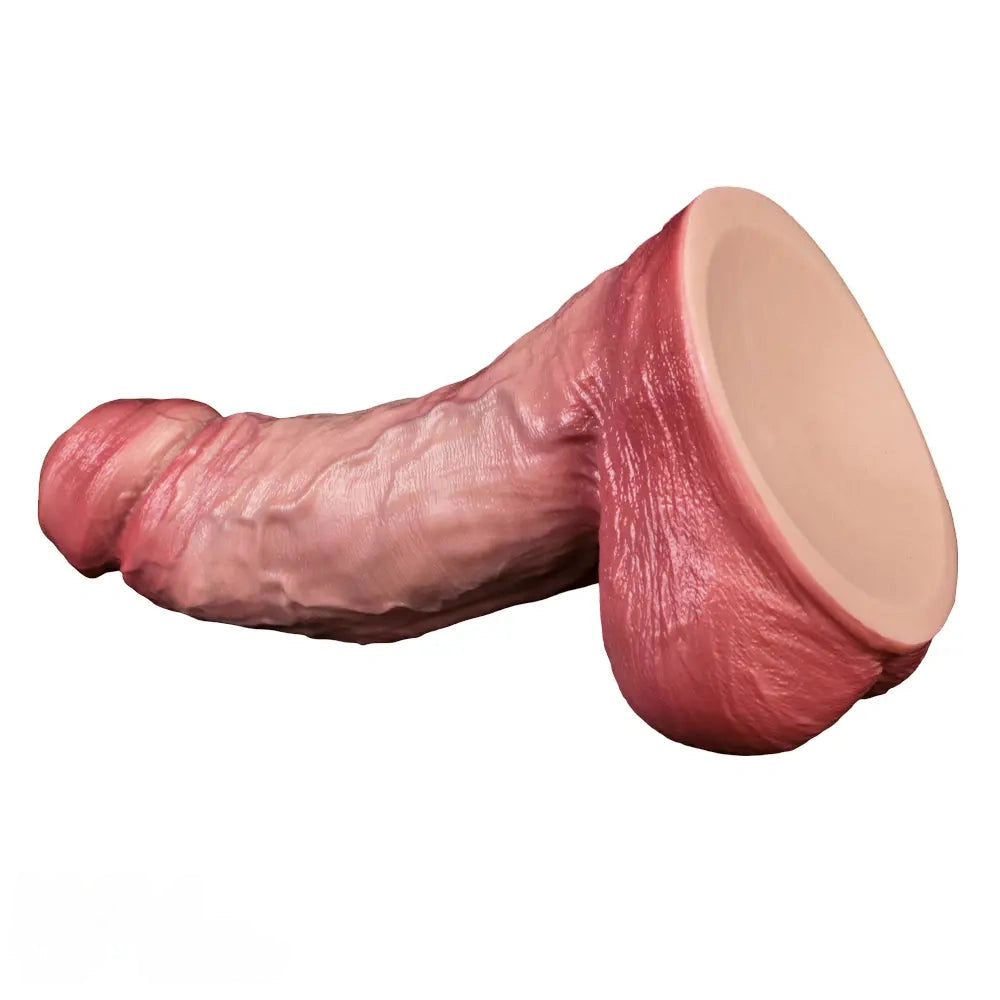 8.11in Double-layer Liquid Silicone Skin-like Soft Uncut Dildo Masturbator