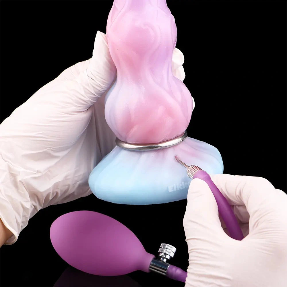 8.11in Inflatable Silicone Soft Dildo Squeeze Water Female Male Sex Toy