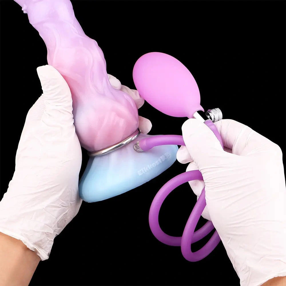8.11in Inflatable Silicone Soft Dildo Squeeze Water Female Male Sex Toy