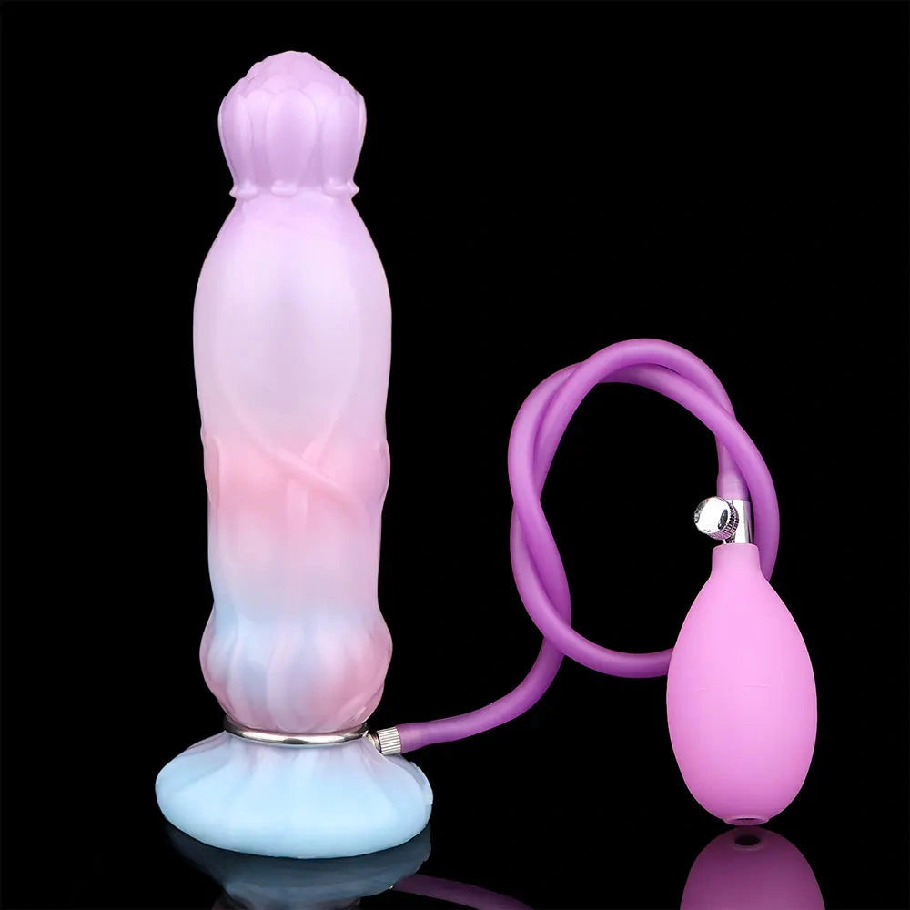 8.11in Inflatable Silicone Soft Dildo Squeeze Water Female Male Sex Toy