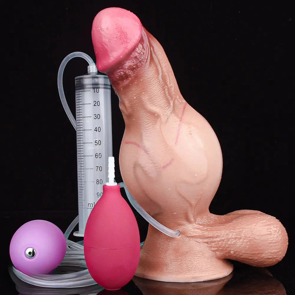 8.11in Inflatable Squirting Soft Silicone Dildo For Man Woman Anal Sex Toy
