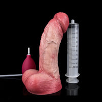 8.11in Liquid Silicone Uncut Double Layer Realistic Cumming Dildo Sex Toy