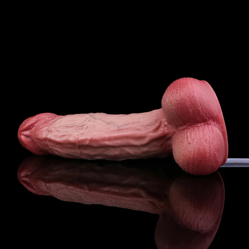 8.11in Liquid Silicone Uncut Double Layer Realistic Cumming Dildo Sex Toy