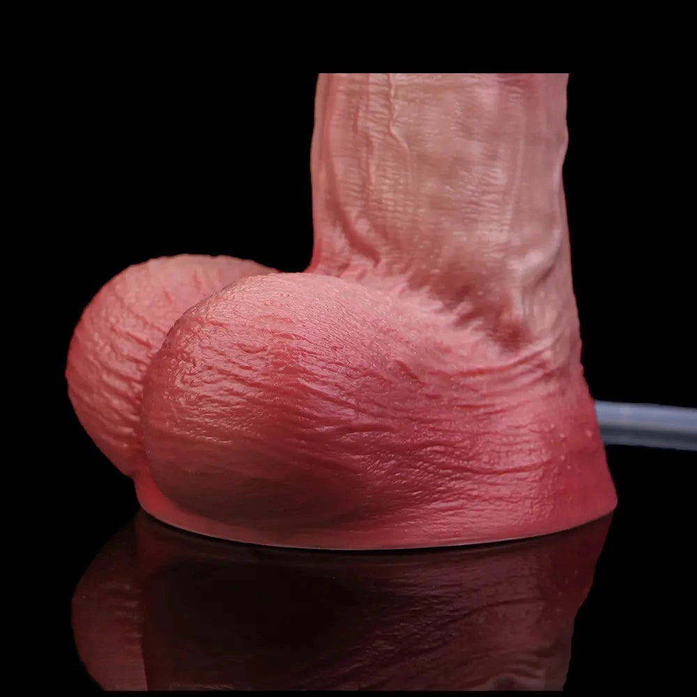 8.11in Liquid Silicone Uncut Double Layer Realistic Cumming Dildo Sex Toy