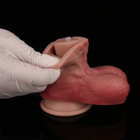 8.11in Liquid Silicone Uncut Double Layer Realistic Cumming Dildo Sex Toy