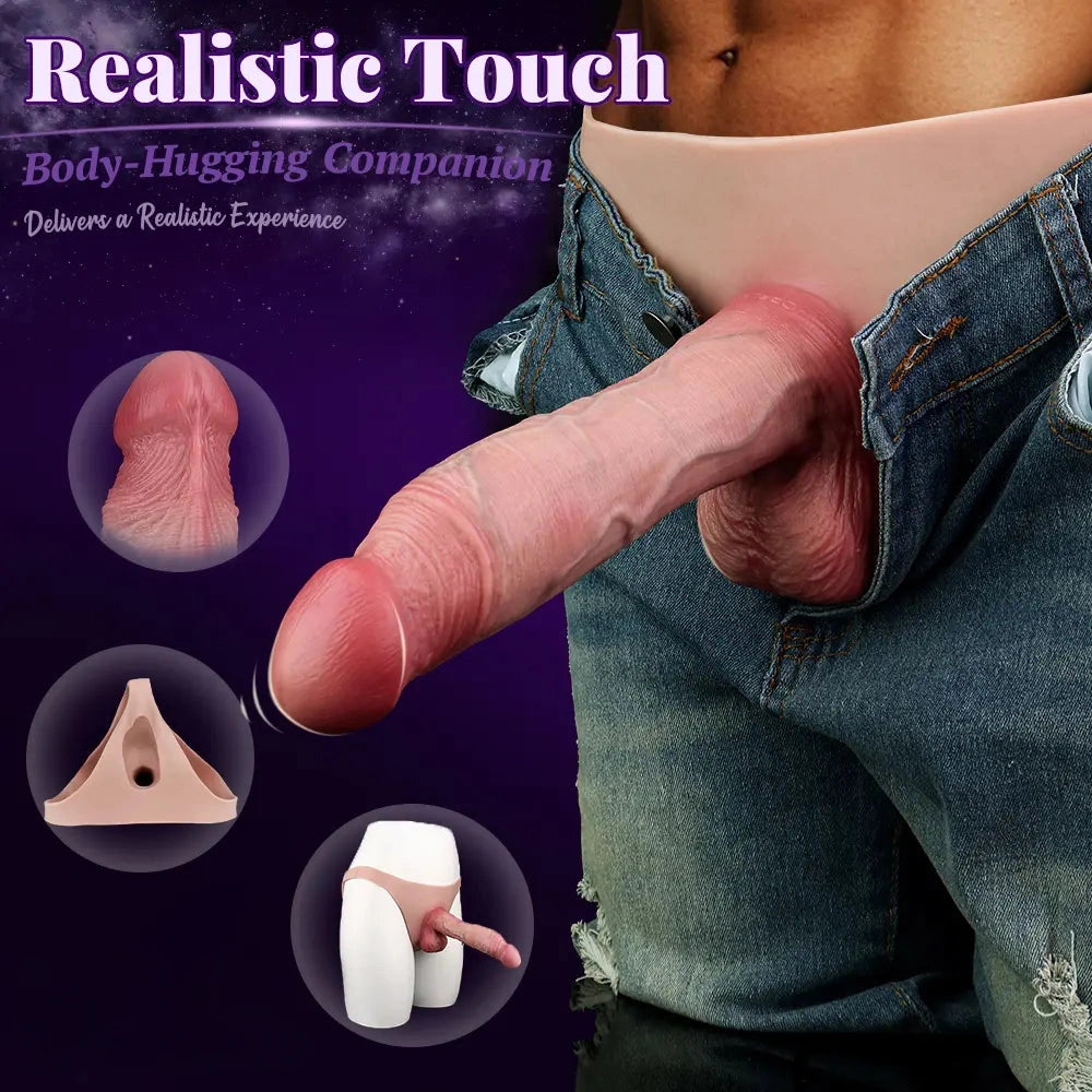 8.11in Realistic Feeling Skin Hollow Sleeve Cock Strap on Dildo Cock Toy