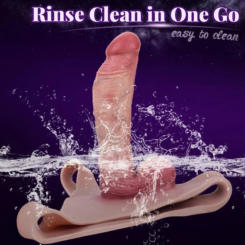 8.11in Realistic Feeling Skin Hollow Sleeve Cock Strap on Dildo Cock Toy