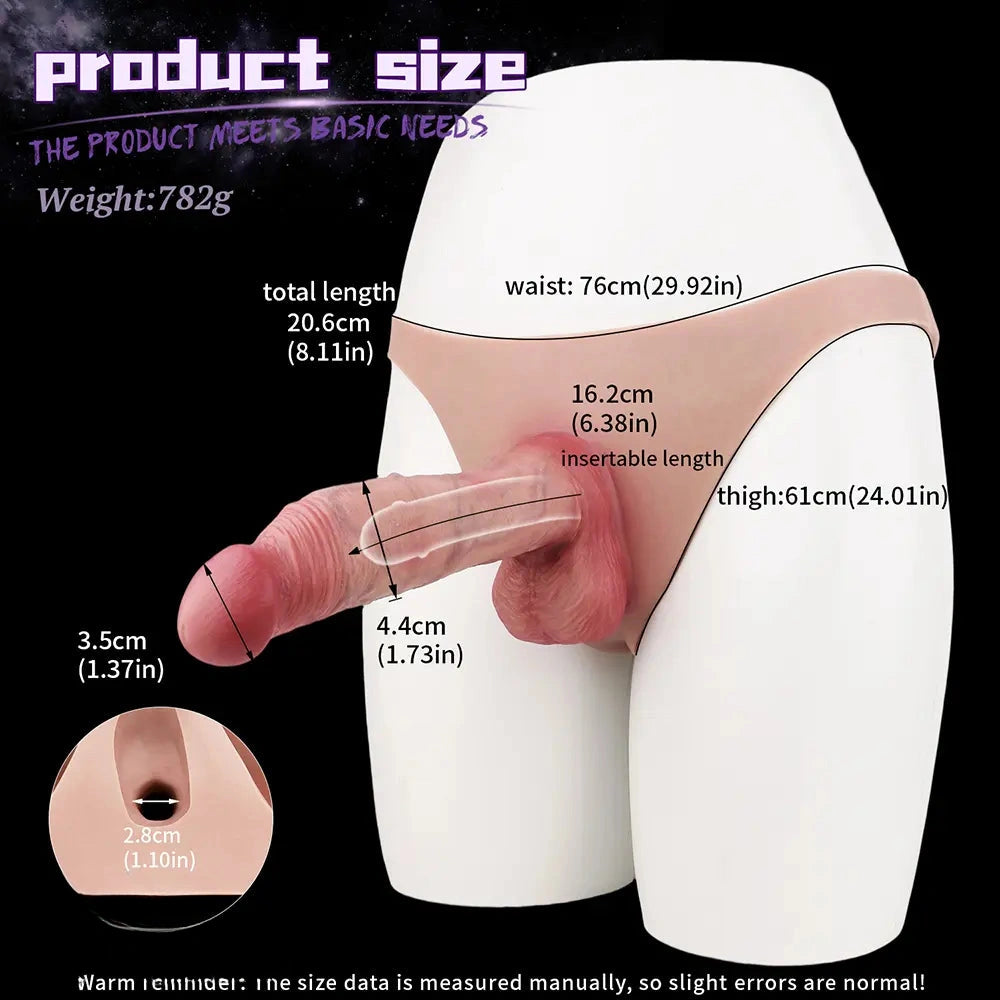 8.11in Realistic Feeling Skin Hollow Sleeve Cock Strap on Dildo Cock Toy