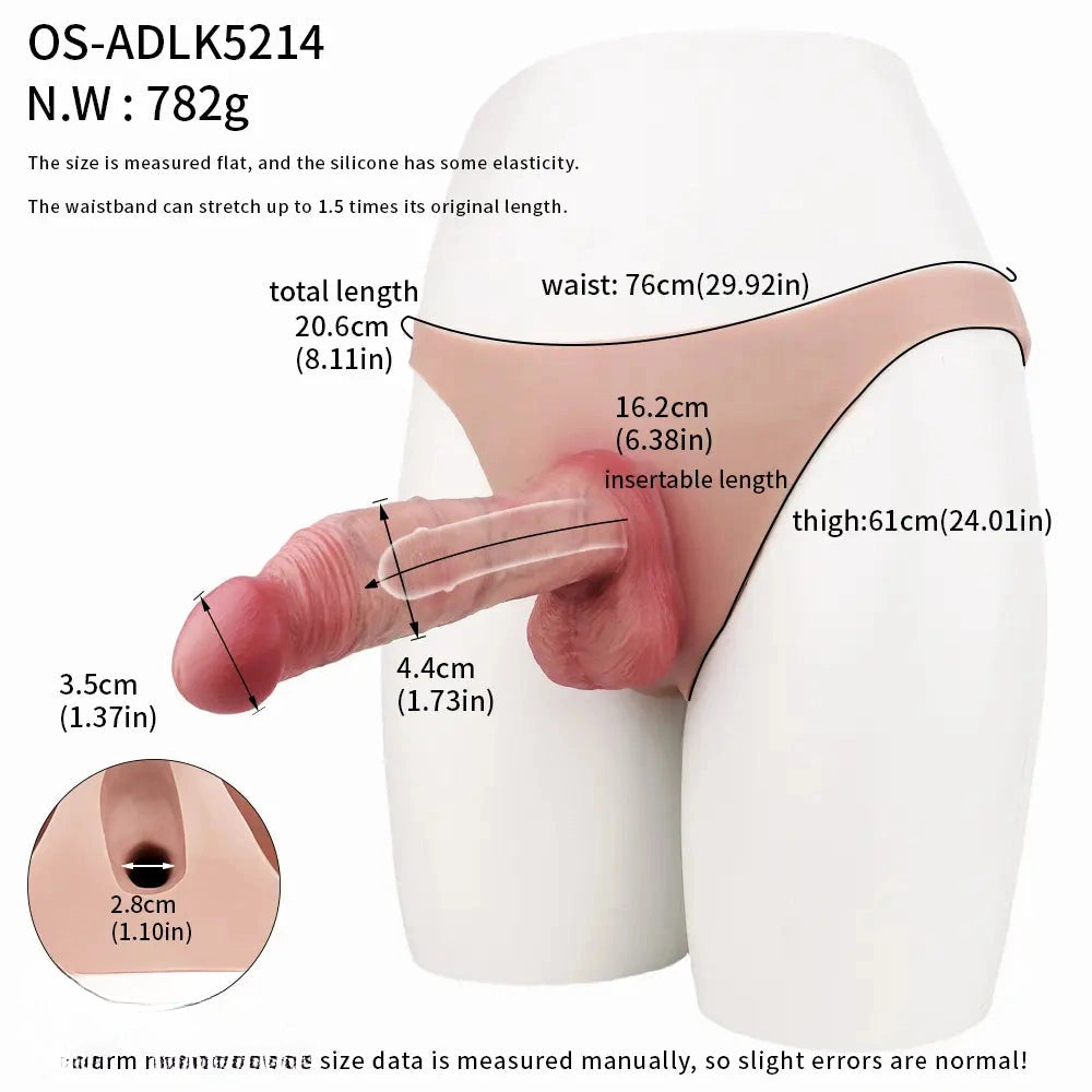 8.11in Realistic Feeling Skin Hollow Sleeve Cock Strap on Dildo Cock Toy