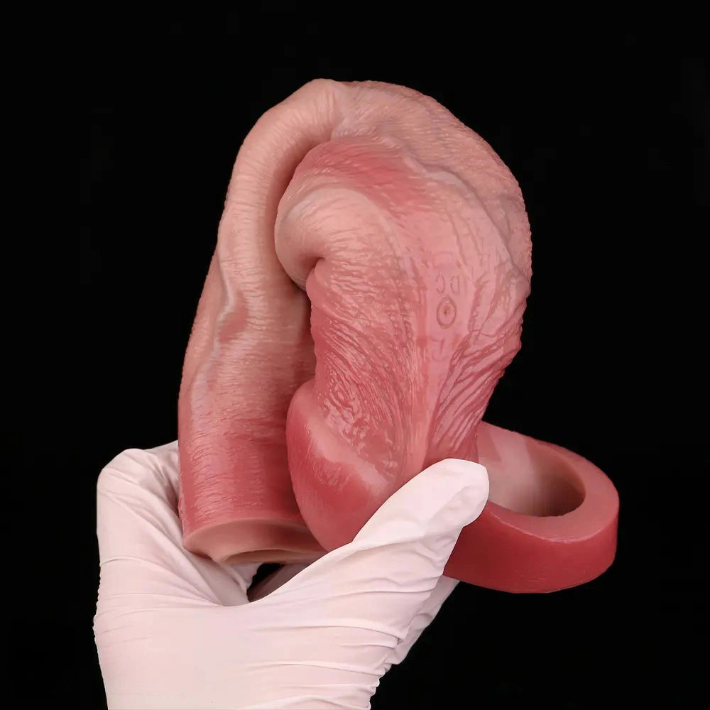 8.11in Realistic Penis Silicone Soft Dildo Vibrating Sleeve Extender Intimacy Game