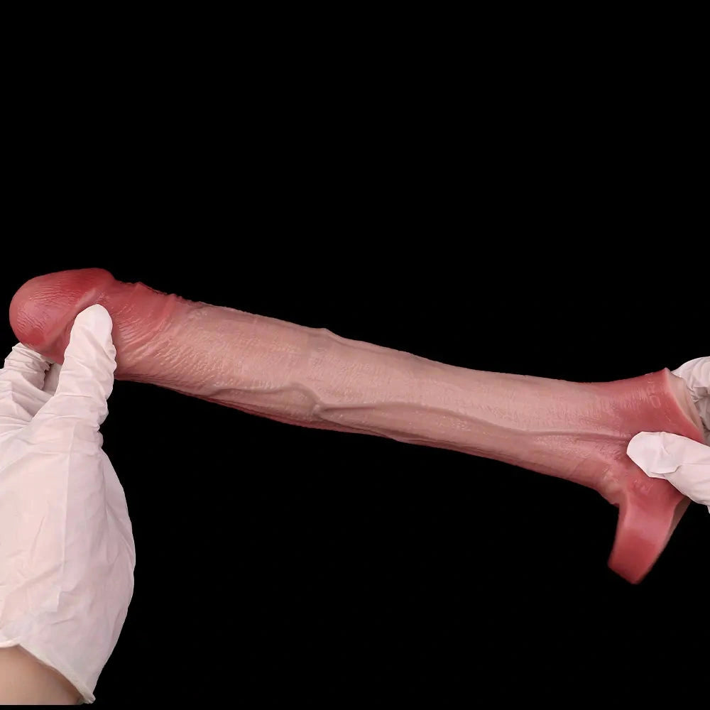 8.11in Realistic Penis Silicone Soft Dildo Vibrating Sleeve Extender Intimacy Game