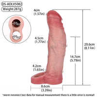 8.11in Realistic Penis Silicone Soft Dildo Vibrating Sleeve Extender Intimacy Game