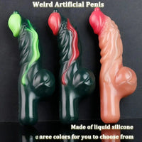 8.11in Weird Penis Three Colors Liquid Silicone Postpartum Handle Dildo