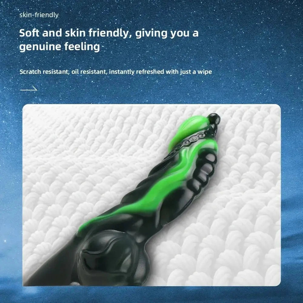 8.11in Weird Penis Three Colors Liquid Silicone Postpartum Handle Dildo