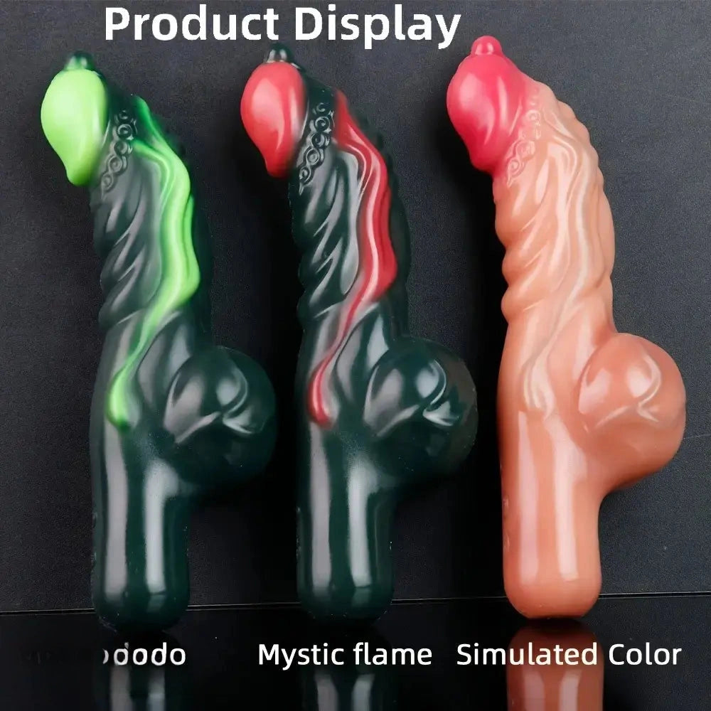 8.11in Weird Penis Three Colors Liquid Silicone Postpartum Handle Dildo