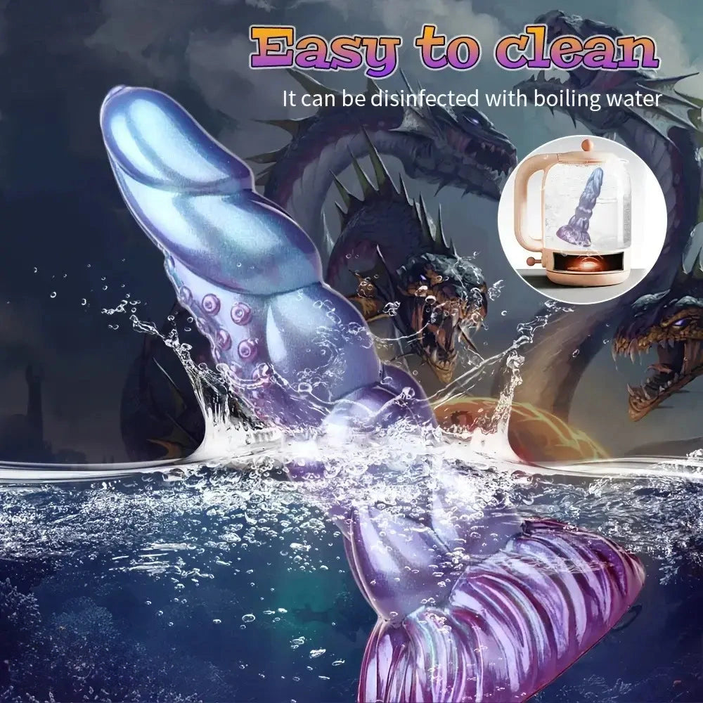 8.14in Liquid Silicone Space Bug Anal Plug Women Men Anal Trainer Dildo
